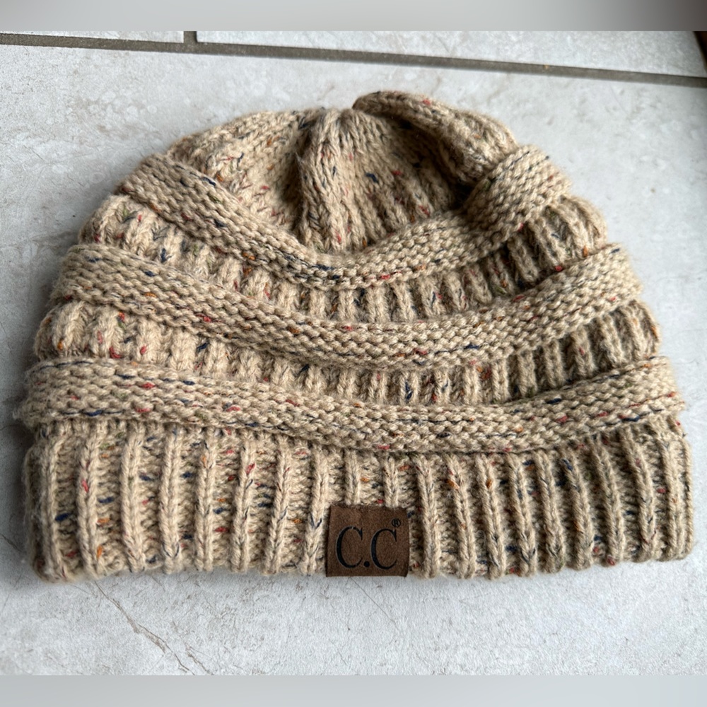 C.C. Tan Beanie Chunky Cable Knit Hat Winter Hat